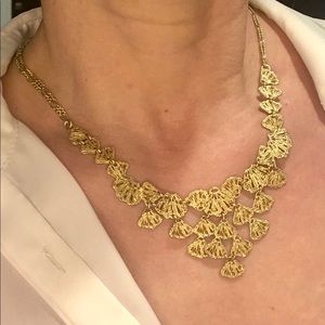 Stella & Dot Retired Gold Genève Lace Bib Necklace